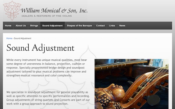 Screenshot of the William Monical website, williammonical.com